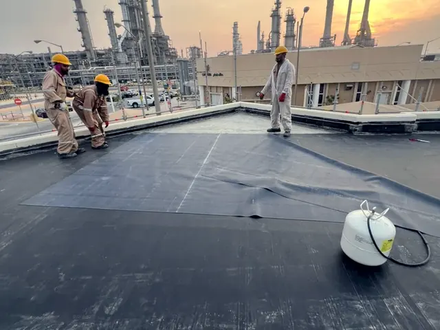 Membrane works at sunset