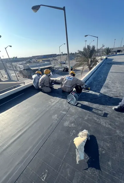 Membrane installation on a slope