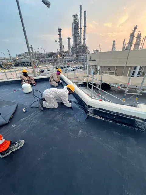 Roof membrane beside the refinery
